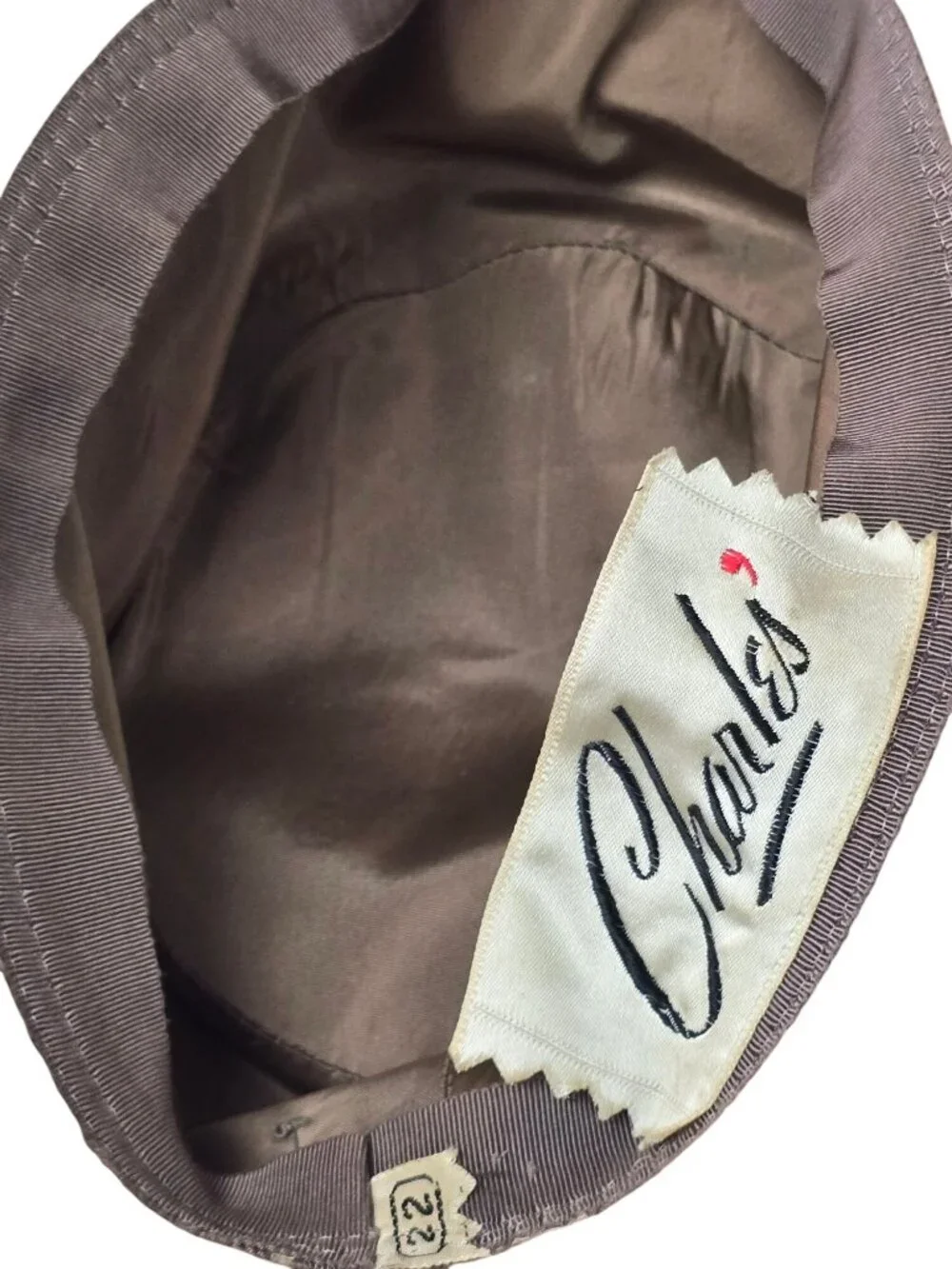 Vintage Charles Womens Tan Fur Hat With Satin Bow Accent - Size 22
